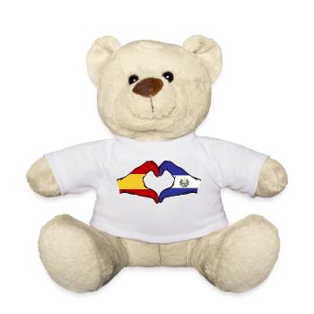 Espagne El Salvador Drapeau Mains Coeur Forme - Nounours - blanc - Devant