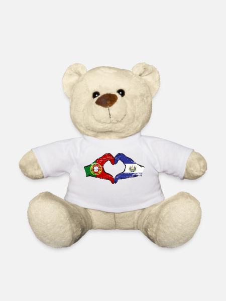 Portugal El Salvador Flagge Hände Herzform used - Teddy - Weiß