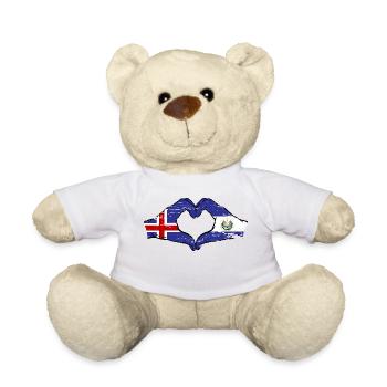 Islande El Salvador Drapeau Mains Coeur Forme Utilisé - Nounours - blanc - Devant