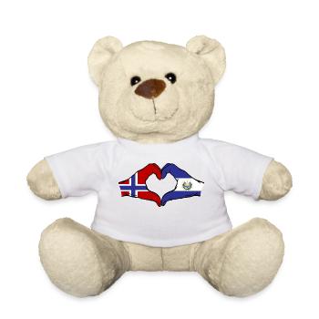 Norvège El Salvador Drapeau Mains Coeur Forme - Nounours - blanc - Devant
