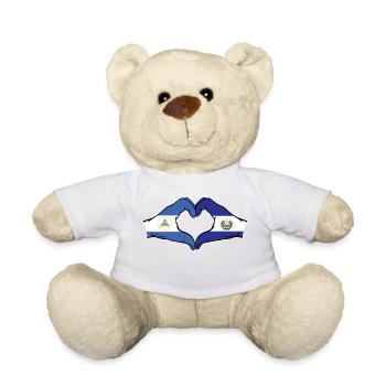 Nicaragua El Salvador Drapeau Mains Coeur Forme - Nounours - blanc - Devant