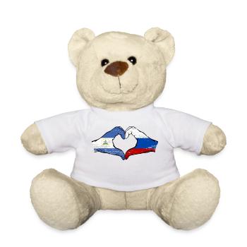 Nicaragua Russie Drapeau Mains Coeur Forme Utilisé - Nounours - blanc - Devant