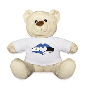 Nicaragua Estland Flagge Hände Herzform - Teddy - Weiß - Vorne