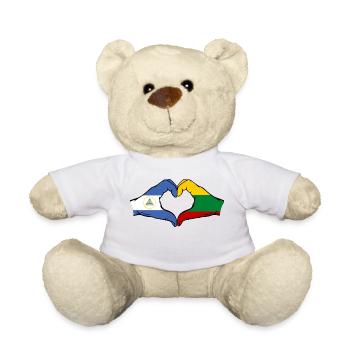 Nicaragua Litauen Flagge Hände Herzform - Teddy - Weiß - Vorne