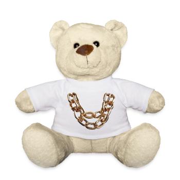 Shiny gold bold chain - Teddy Bear - white - Front