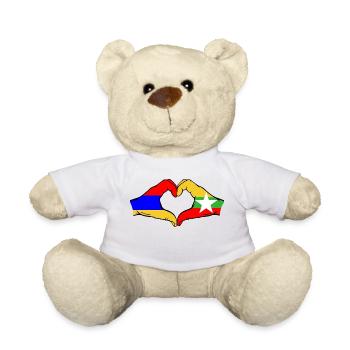 Arménie Myanmar Drapeau Mains Coeur Forme - Nounours - blanc - Devant