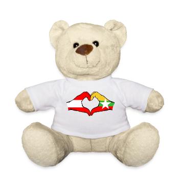 Autriche Myanmar Drapeau Mains Coeur Forme - Nounours - blanc - Devant