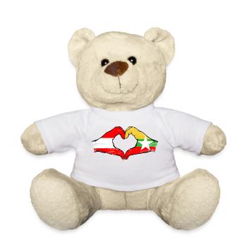 Autriche Myanmar drapeau mains forme de coeur utilisé - Nounours - blanc - Devant