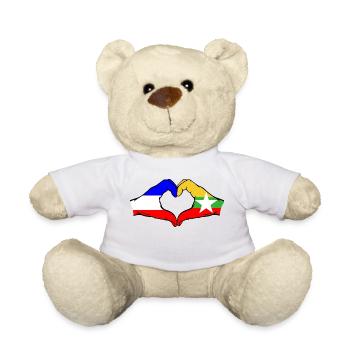 Hollande Myanmar Drapeau Mains Coeur Forme - Nounours - blanc - Devant