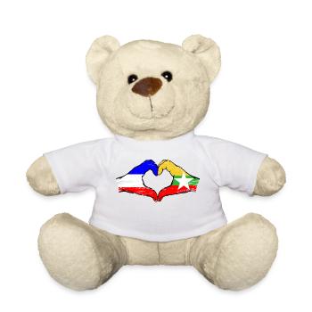 Hollande Myanmar drapeau mains forme de coeur utilisé - Nounours - blanc - Devant
