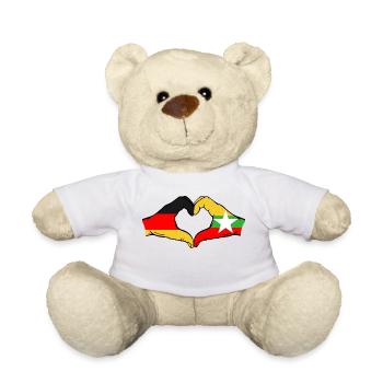 Allemagne Myanmar Drapeau Mains Coeur Forme - Nounours - blanc - Devant