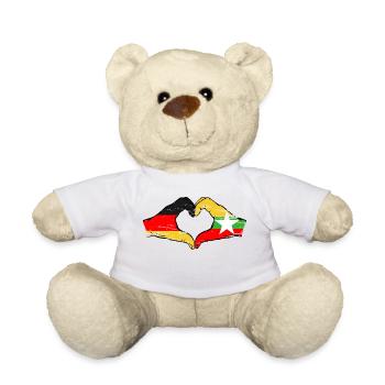 Allemagne Myanmar drapeau mains forme de coeur utilisé - Nounours - blanc - Devant