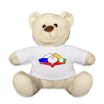 Russie Myanmar drapeau mains forme de coeur utilisé - Nounours - blanc - Devant