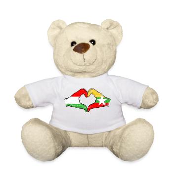 Hongrie Myanmar drapeau mains forme de coeur utilisé - Nounours - blanc - Devant