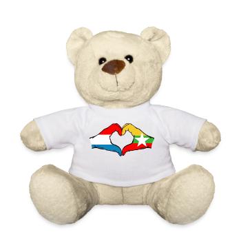 Luxembourg Myanmar drapeau mains forme coeur - Nounours - blanc - Devant