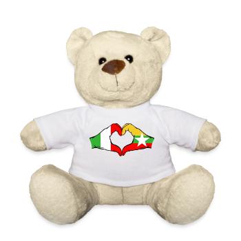 Italie Myanmar Drapeau Mains Coeur Forme - Nounours - blanc - Devant