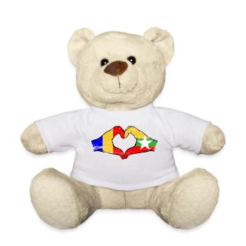 Rumänien Myanmar Flagge Hände Herzform used - Teddy - Weiß - Vorne