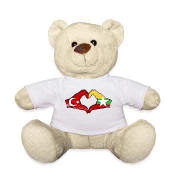 Turquie Myanmar drapeau mains forme de coeur utilisé - Nounours - blanc - Devant