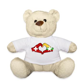 Suisse Myanmar drapeau mains forme de coeur utilisé - Nounours - blanc - Devant