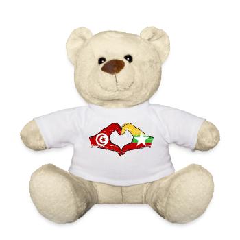 Tunisie Myanmar drapeau mains forme de coeur utilisé - Nounours - blanc - Devant