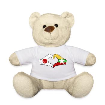 Japan Myanmar Flagge Hände Herzform used - Teddy - Weiß - Vorne