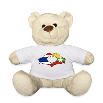 Thaïlande Myanmar drapeau mains coeur - Nounours - blanc - Devant