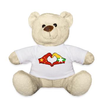 Chine Myanmar drapeau mains forme coeur - Nounours - blanc - Devant