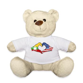 Myanmar États-Unis drapeau mains forme de coeur utilisé - Nounours - blanc - Devant