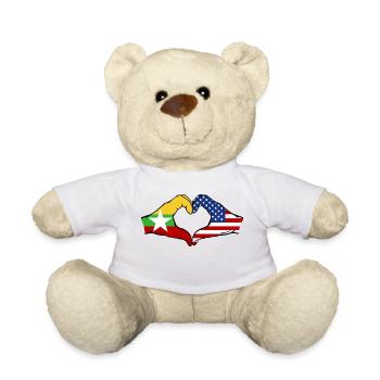Myanmar USA Flag Hands Heart Shape - Teddy Bear - white - Front
