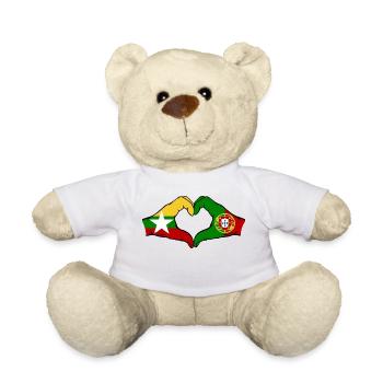 Myanmar Portugal Drapeau Mains Coeur Forme - Nounours - blanc - Devant
