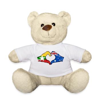 Myanmar Australie drapeau mains forme de coeur utilisé - Nounours - blanc - Devant