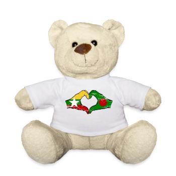 Myanmar Bangladesh flag hands heart shape used - Teddy Bear - white - Front