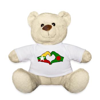 Myanmar Bangladesh Drapeau Mains Coeur Forme - Nounours - blanc - Devant