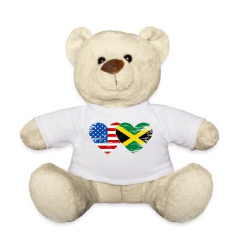 États-Unis Drapeau de la Jamaïque mains forme de coeur utilisé - Nounours - blanc - Devant