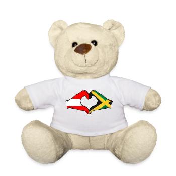 Autriche Jamaïque Drapeau Mains Coeur Forme - Nounours - blanc - Devant