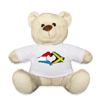 Luxembourg Jamaïque Drapeau Mains Coeur Forme - Nounours - blanc - Devant