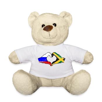 Russie Jamaïque drapeau mains forme de coeur utilisé - Nounours - blanc - Devant