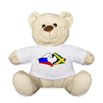 Russie Jamaïque Drapeau Mains Coeur Forme - Nounours - blanc - Devant