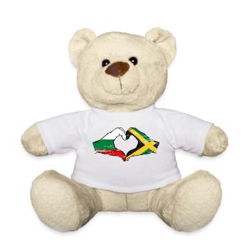 Bulgarie Jamaïque Drapeau Mains Coeur Forme Utilisé - Nounours - blanc - Devant