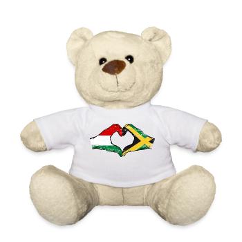 Hungary Jamaica Flag Hands Heart Shape Used - Teddy Bear - white - Front