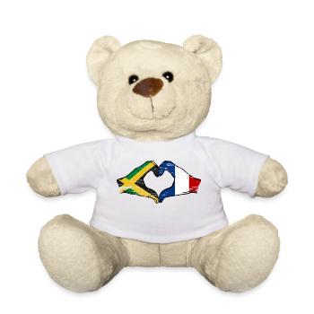 Jamaica France Hands Heart Shape Used - Teddy Bear - white - Front