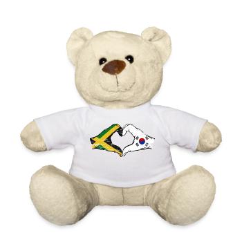 Jamaica South Korea hands heart shape used - Teddy Bear - white - Front