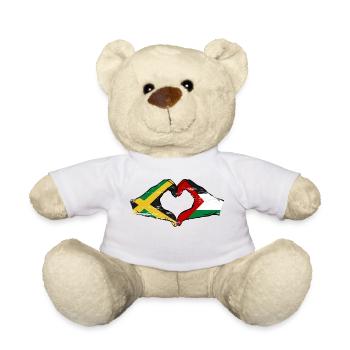 Jamaica Palestine Hands Heart Shape Used - Teddy Bear - white - Front