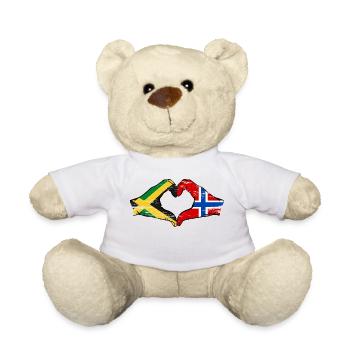 Jamaica Norway Hands Heart Shape Used - Teddy Bear - white - Front