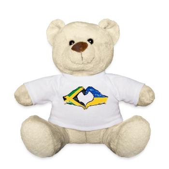 Jamaica Ukraine Hands Heart Shape Used - Teddy Bear - white - Front