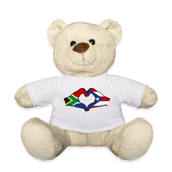 South Africa Puerto Rico Hands Heart Shape - Teddy Bear - white - Front