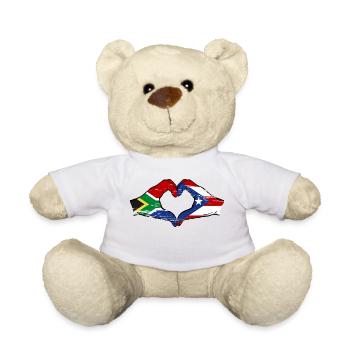 South Africa Puerto Rico Hands Heart Shape Used - Teddy Bear - white - Front