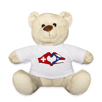 Switzerland Puerto Rico Hands Heart Shape - Teddy Bear - white - Front