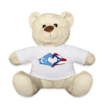 Uyghur Puerto Rico Hands Heart Shape - Teddy Bear - white - Front