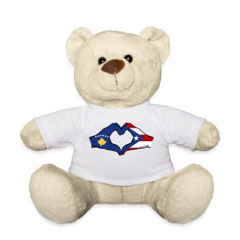 Kosovo Puerto Rico Hände Herzform - Teddy - Weiß - Vorne